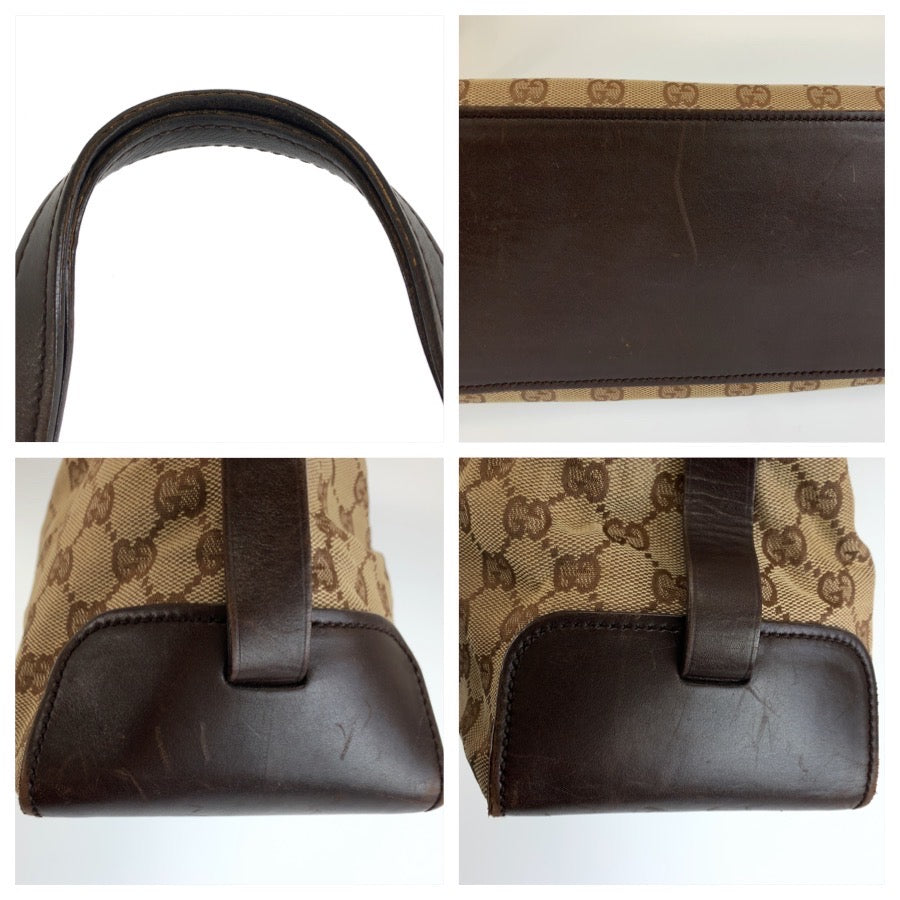 GUCCI グッチ ブラウン ベージュ ゴールド金具 GGキャンバス / レザー 106251 トートバッグ ハンドバッグ レディース B35