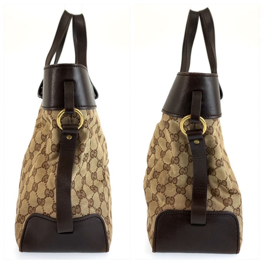 GUCCI グッチ ブラウン ベージュ ゴールド金具 GGキャンバス / レザー 106251 トートバッグ ハンドバッグ レディース B35