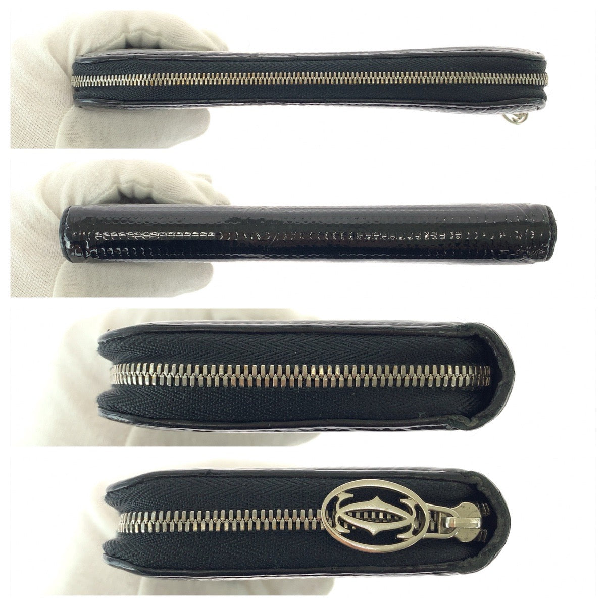 CARTIER カルティエ ハッピーバースデー ブラック 黒 シルバー金具 エナメル / レザー 長財布 ラウンドファスナー 男女兼用 レディース AB31
