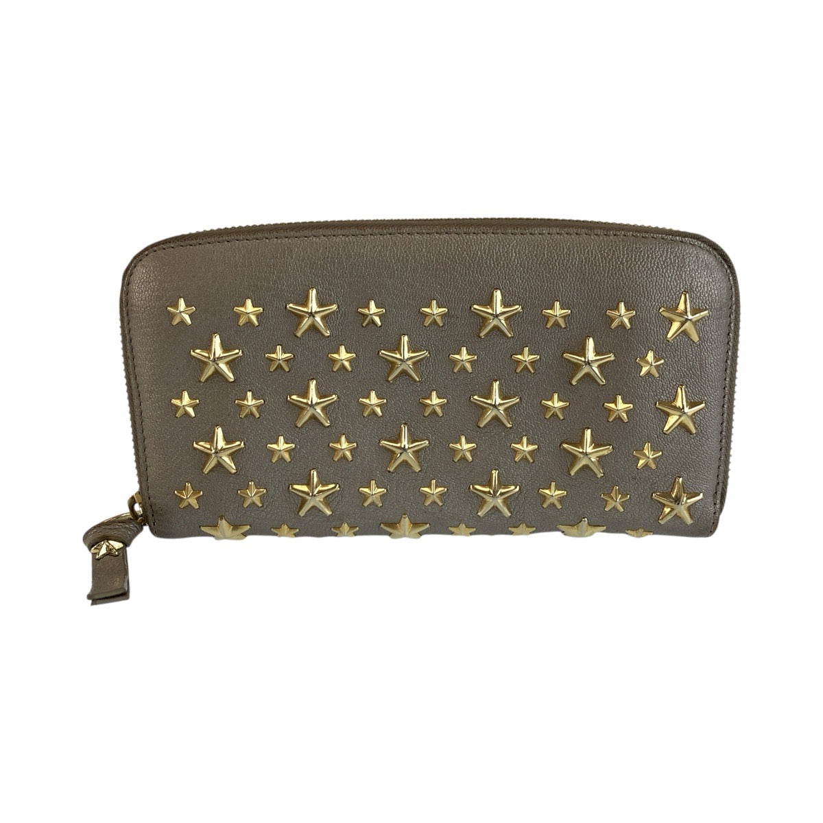 JIMMY CHOO ジミーチュウ スタースタッズ フィリパ メタリックグレー ゴールド金具 レザー 長財布 ロングウォレット レディース B16
