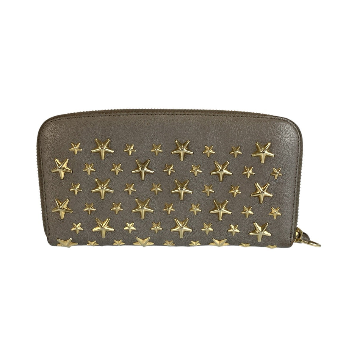 JIMMY CHOO ジミーチュウ スタースタッズ フィリパ メタリックグレー ゴールド金具 レザー 長財布 ロングウォレット レディース B16