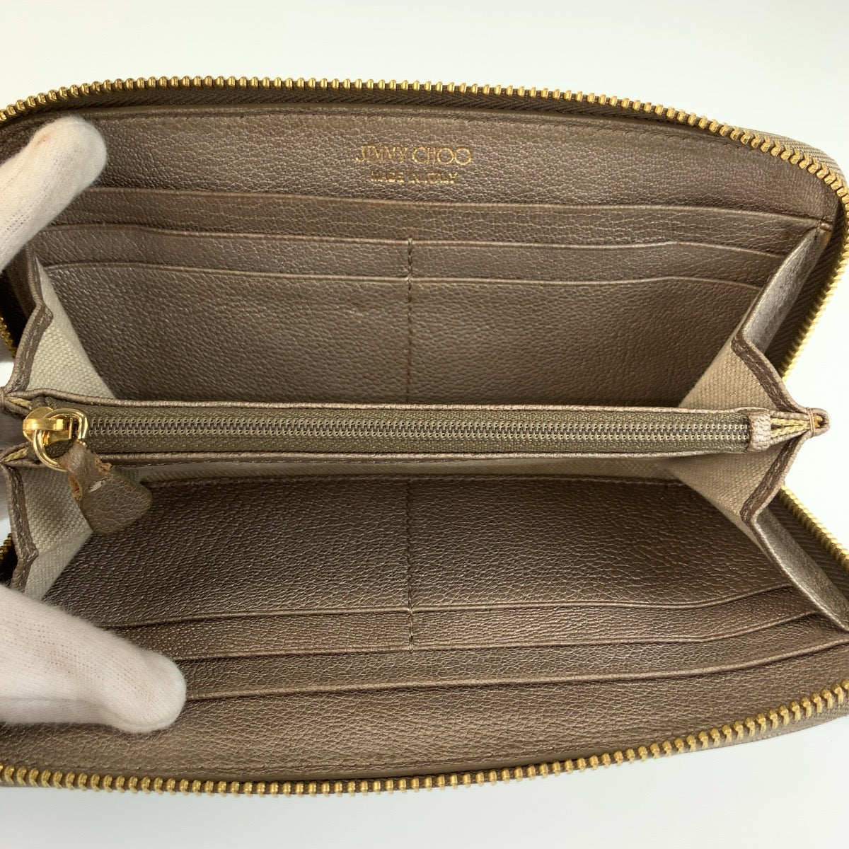 JIMMY CHOO ジミーチュウ スタースタッズ フィリパ メタリックグレー ゴールド金具 レザー 長財布 ロングウォレット レディース B16