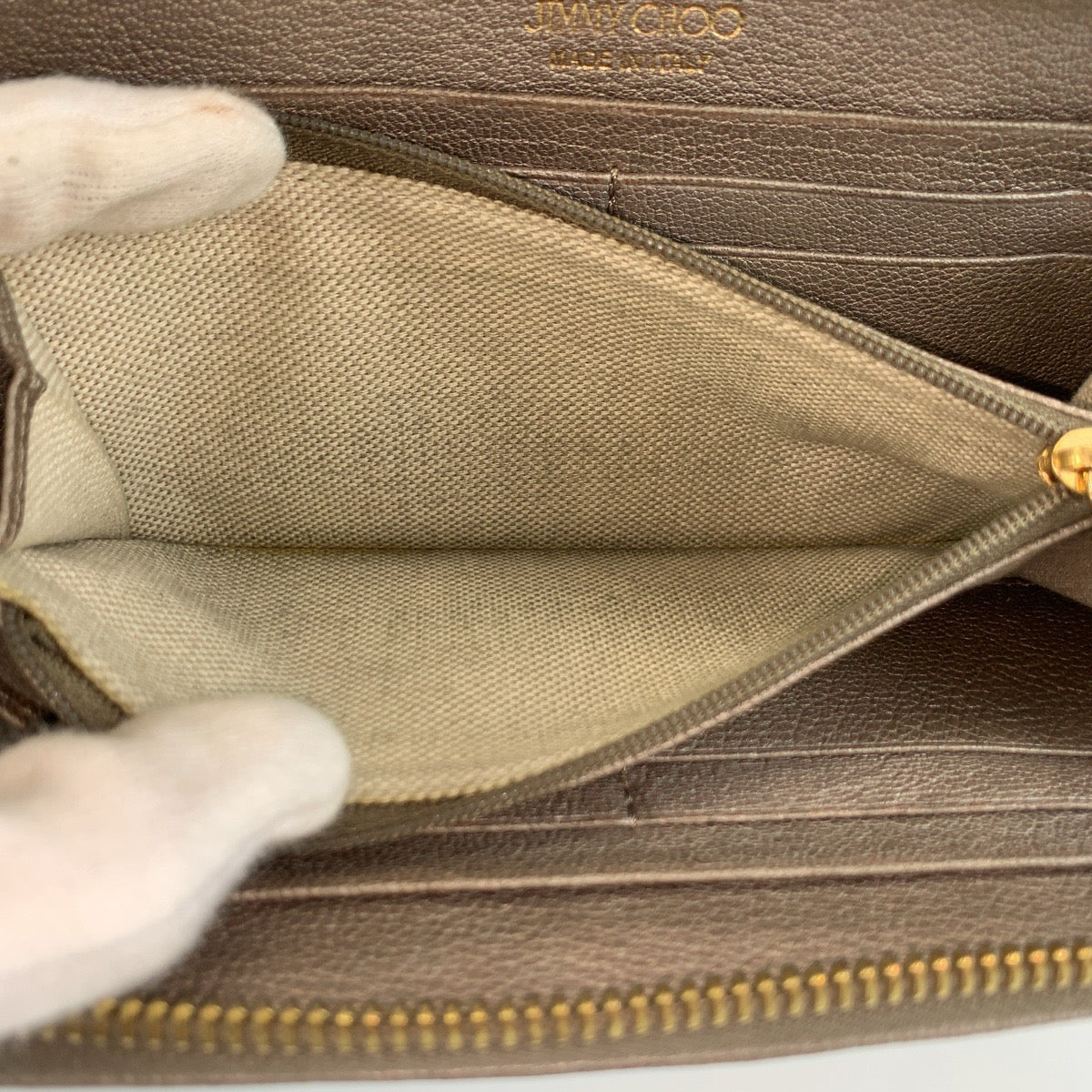 JIMMY CHOO ジミーチュウ スタースタッズ フィリパ メタリックグレー ゴールド金具 レザー 長財布 ロングウォレット レディース B16