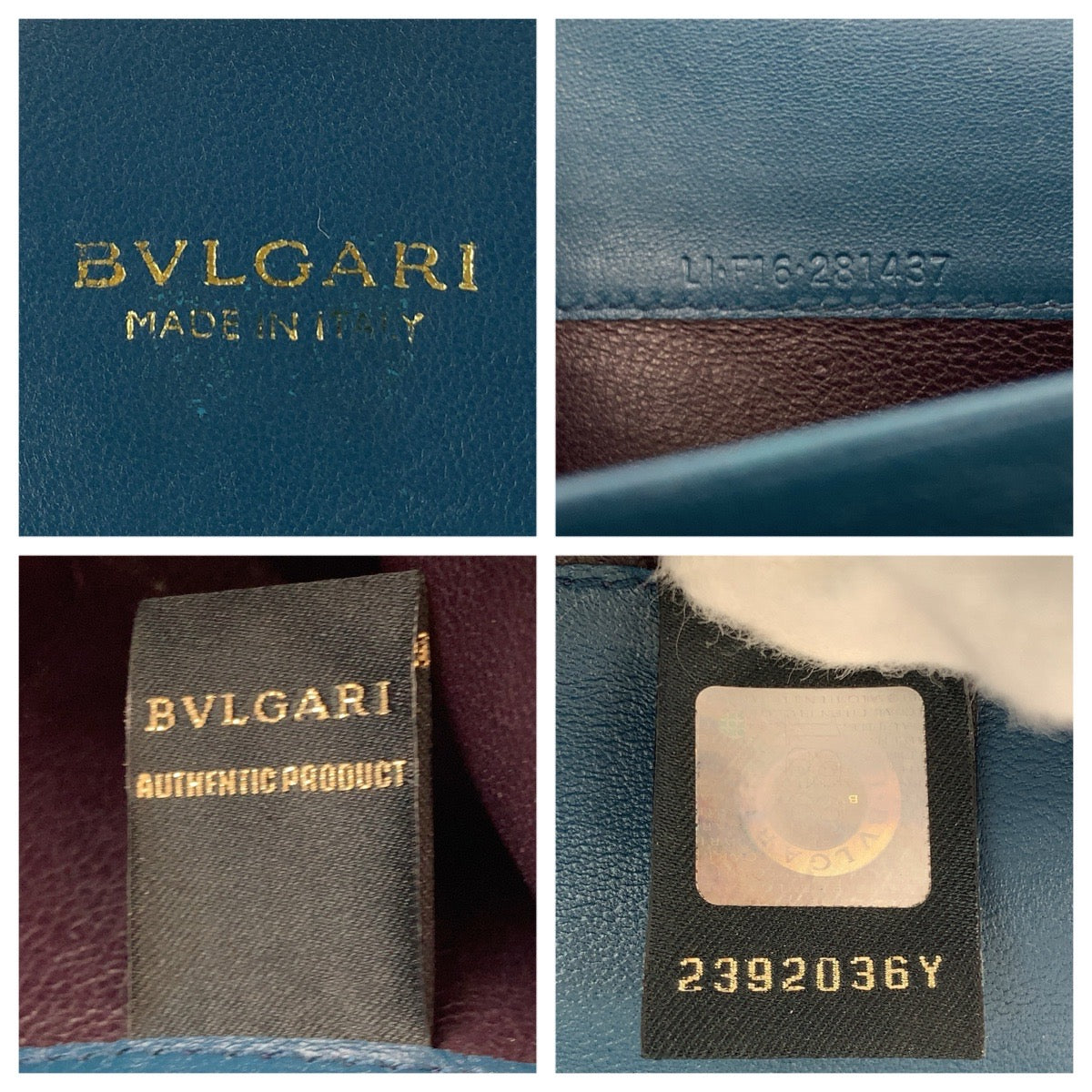 BVLGARI ブルガリ ブルガリ ブルガリ ネイビー ゴールド金具 レザー 長財布 レディース AB17