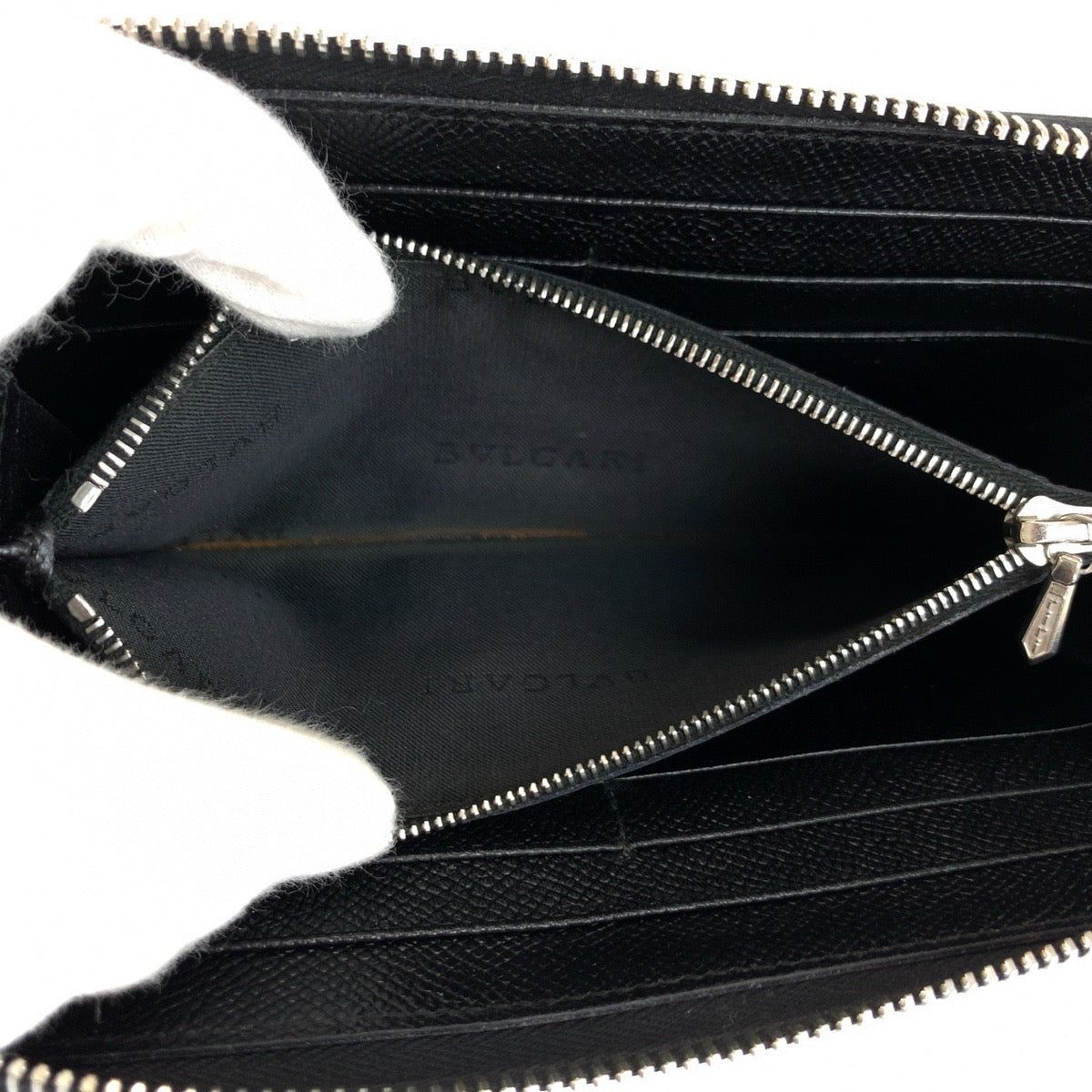 BVLGARI ブルガリ ブルガリブルガリ ブラック 黒 シルバー金具 レザー 長財布 ロングウォレット メンズ AB16