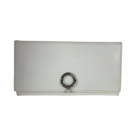 BVLGARI ブルガリ ブルガリブルガリ ホワイト シルバー金具 レザー 長財布 ロングウォレット レディース B14