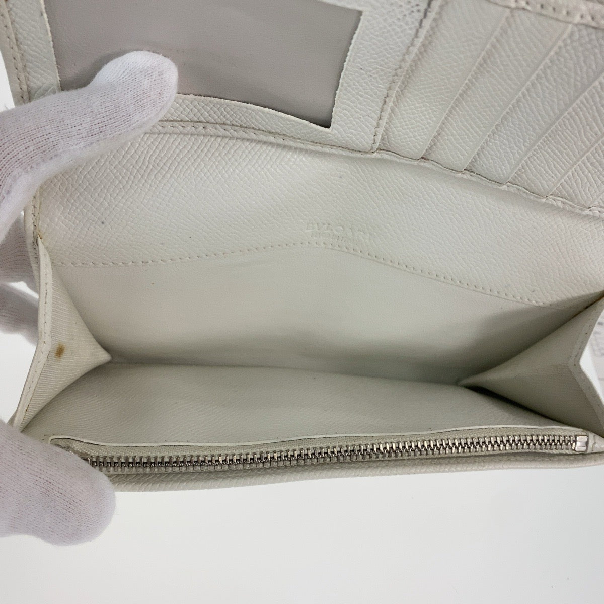BVLGARI ブルガリ ブルガリブルガリ ホワイト シルバー金具 レザー 長財布 ロングウォレット レディース B14
