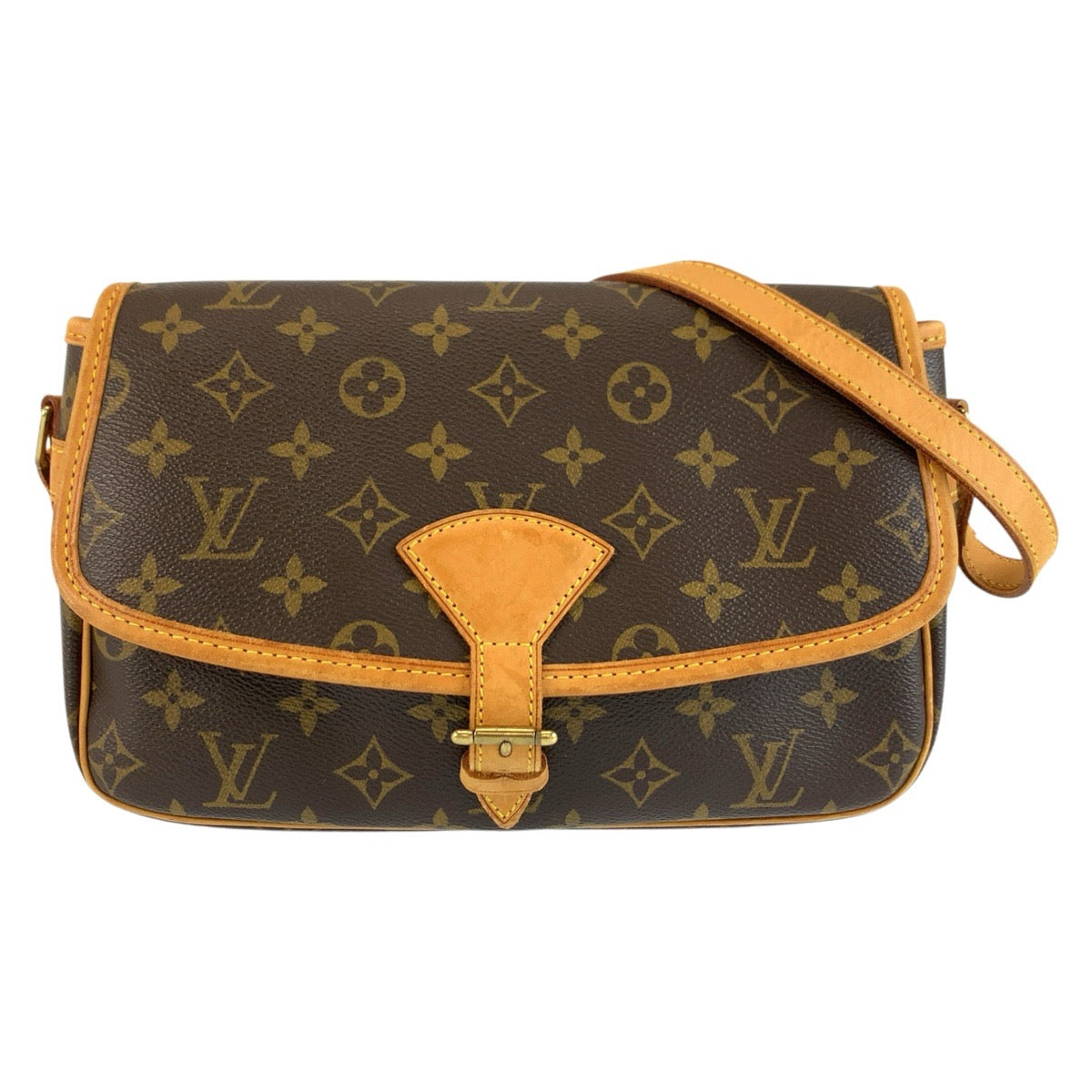 LOUIS VUITTON ルイヴィトン モノグラム ソローニュ ブラウン ゴールド金具 PVC / レザー M42250 ショルダーバッグ メッセンジャーバッグ レディース B113