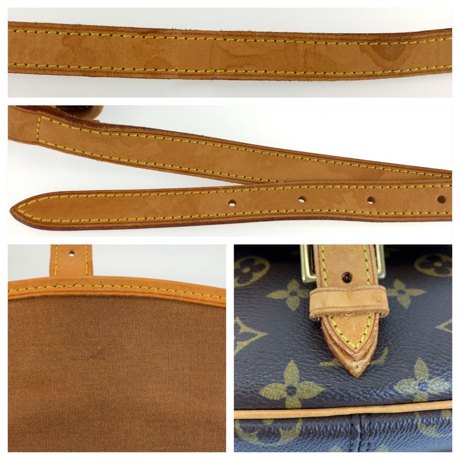 LOUIS VUITTON ルイヴィトン モノグラム ソローニュ ブラウン ゴールド金具 PVC / レザー M42250 ショルダーバッグ メッセンジャーバッグ レディース B113