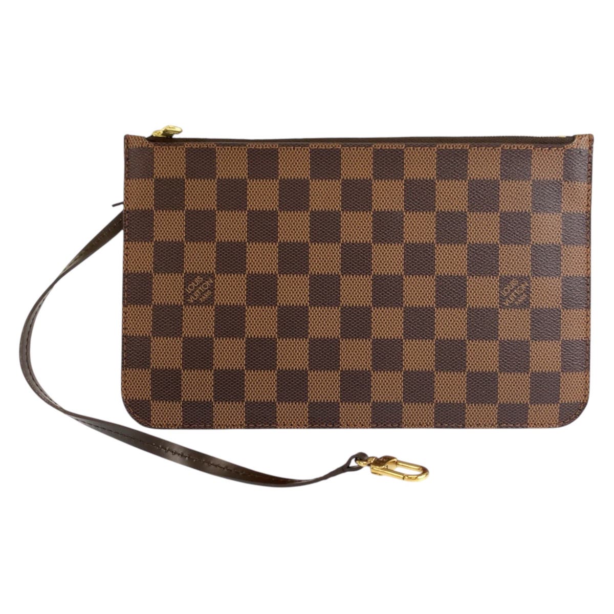 LOUIS VUITTON ルイヴィトン ダミエ ネヴァーフル用ポーチ ブラウン ゴールド金具 PVC ポーチ レディース B26