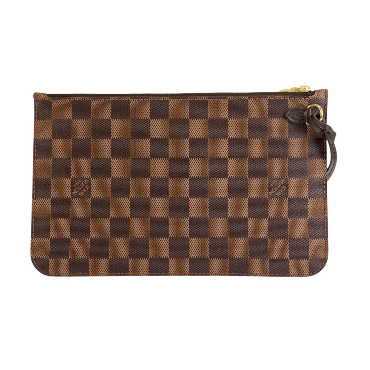 LOUIS VUITTON ルイヴィトン ダミエ ネヴァーフル用ポーチ ブラウン ゴールド金具 PVC ポーチ レディース B26