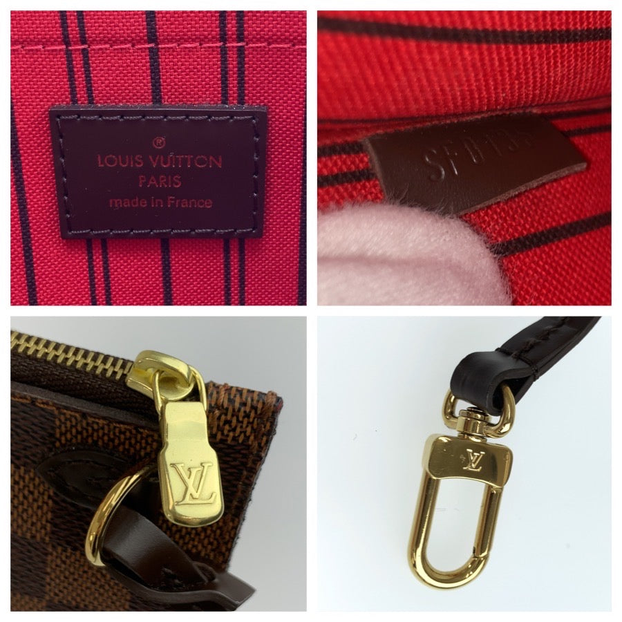LOUIS VUITTON ルイヴィトン ダミエ ネヴァーフル用ポーチ ブラウン ゴールド金具 PVC ポーチ レディース B26
