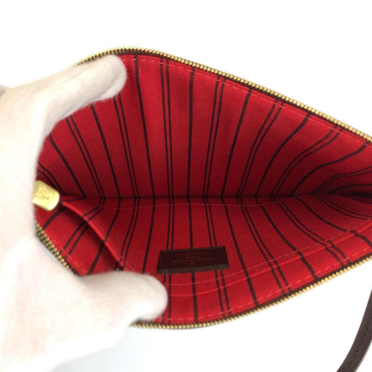 LOUIS VUITTON ルイヴィトン ダミエ ネヴァーフル用ポーチ ブラウン ゴールド金具 PVC ポーチ レディース B26