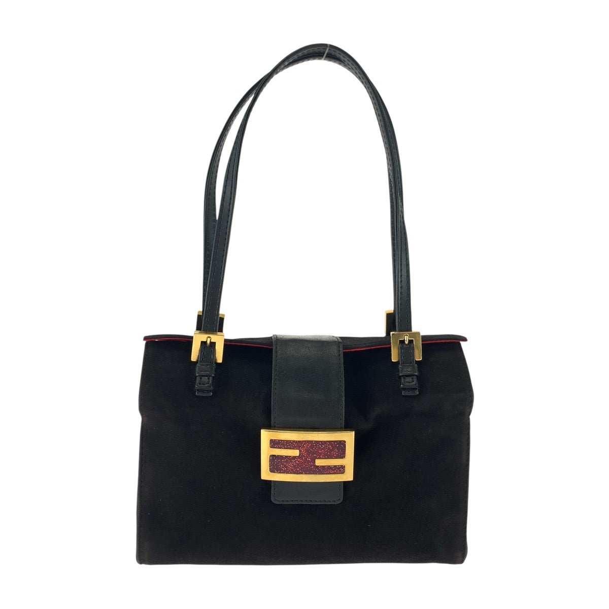FENDI フェンディ ヴィンテージ マンマ ブラック 黒 ゴールド金具 スウェード ハンドバッグ レディース B110