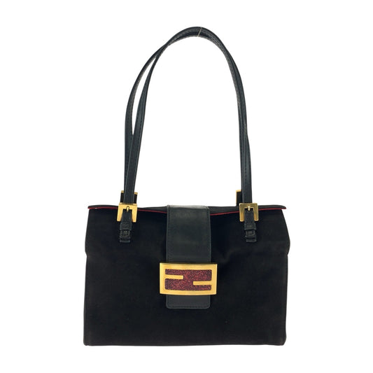 FENDI フェンディ ヴィンテージ マンマ ブラック 黒 ゴールド金具 スウェード ハンドバッグ レディース B110