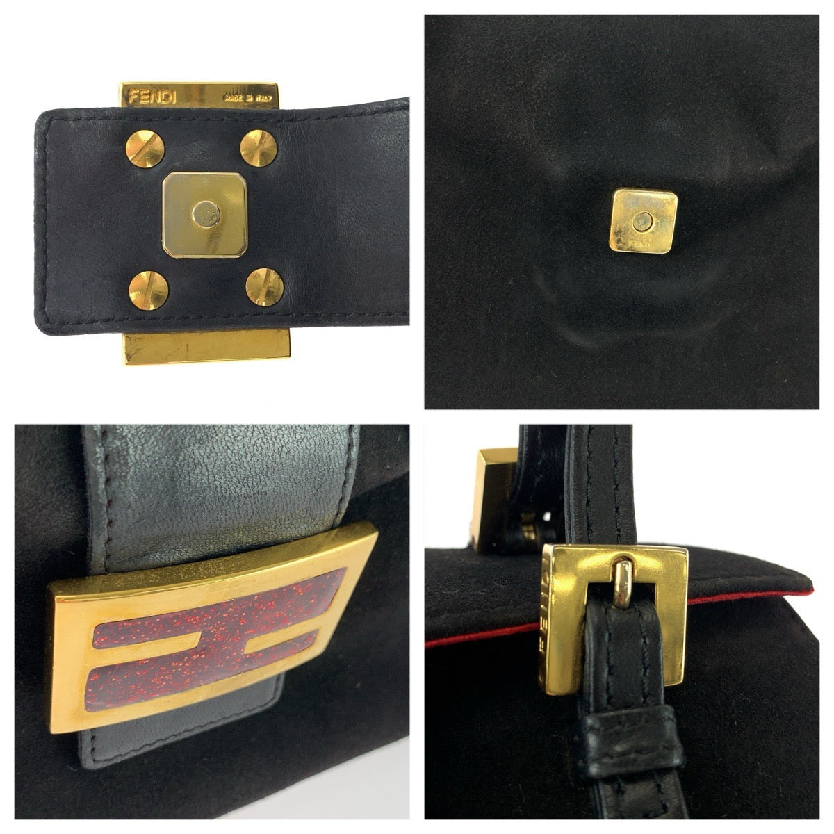 FENDI フェンディ ヴィンテージ マンマ ブラック 黒 ゴールド金具 スウェード ハンドバッグ レディース B110