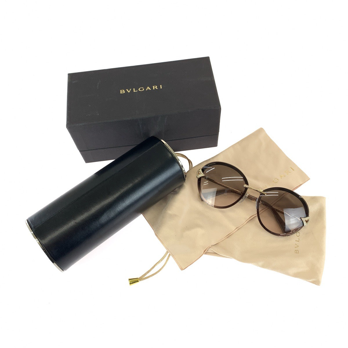 BVLGARI ブルガリ ディーヴァ ドリーム サイズ61□15 ブラウン ゴールド金具 メタル / プラスチック BV6101-B 2037/3B サングラス バタフライ レディース AB21