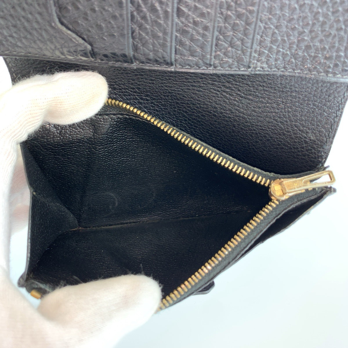 HERMES エルメス ジュラ ブラック 黒 レザー 折り財布 コンパクトウォレット □D刻印 メンズ AB48