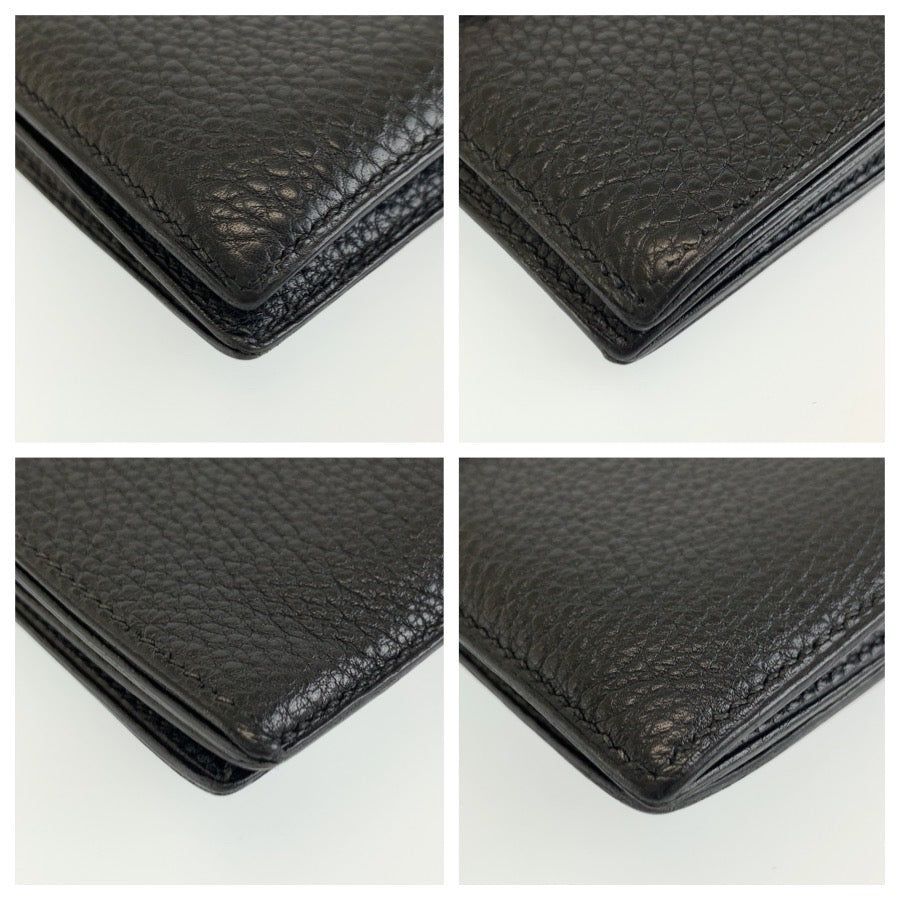HERMES エルメス ジュラ ブラック 黒 レザー 折り財布 コンパクトウォレット □D刻印 メンズ AB48