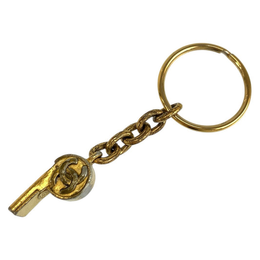 CHANEL シャネル ヴィンテージ ココマーク ホイッスル ゴールド メッキ キーホルダー キーリング 95P刻印 レディース B22
