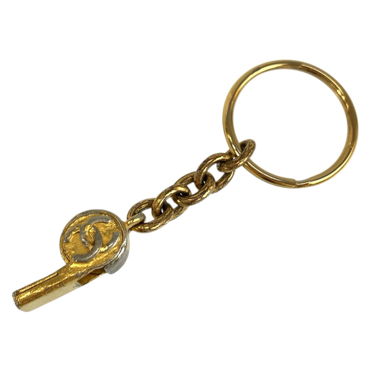 CHANEL シャネル ヴィンテージ ココマーク ホイッスル ゴールド メッキ キーホルダー キーリング 95P刻印 レディース B22