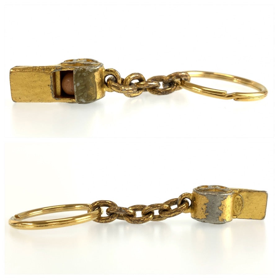 CHANEL シャネル ヴィンテージ ココマーク ホイッスル ゴールド メッキ キーホルダー キーリング 95P刻印 レディース B22