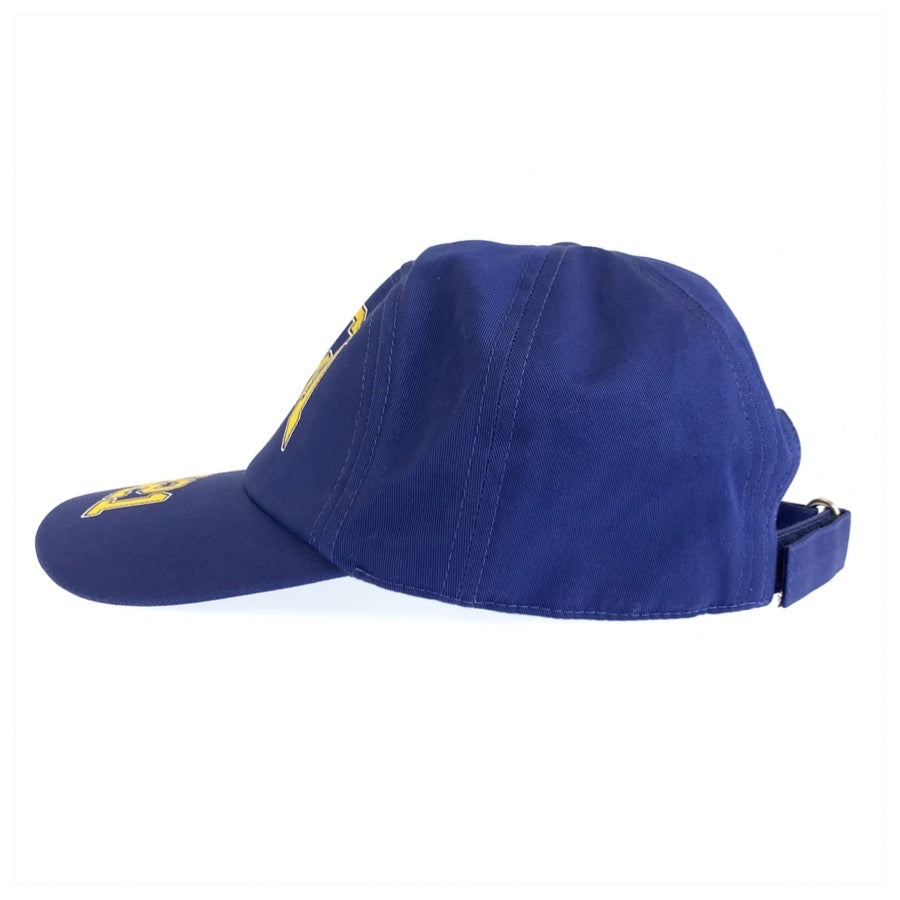 GUCCI グッチ カレッジ インターロッキング サイズM/58cm ブルー イエロー コットン キャップ 帽子 男女兼用 メンズ ABP22