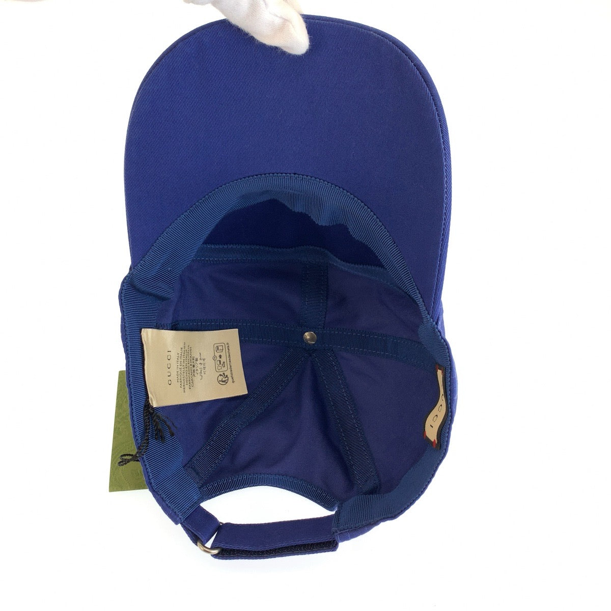 GUCCI グッチ カレッジ インターロッキング サイズM/58cm ブルー イエロー コットン キャップ 帽子 男女兼用 メンズ ABP22