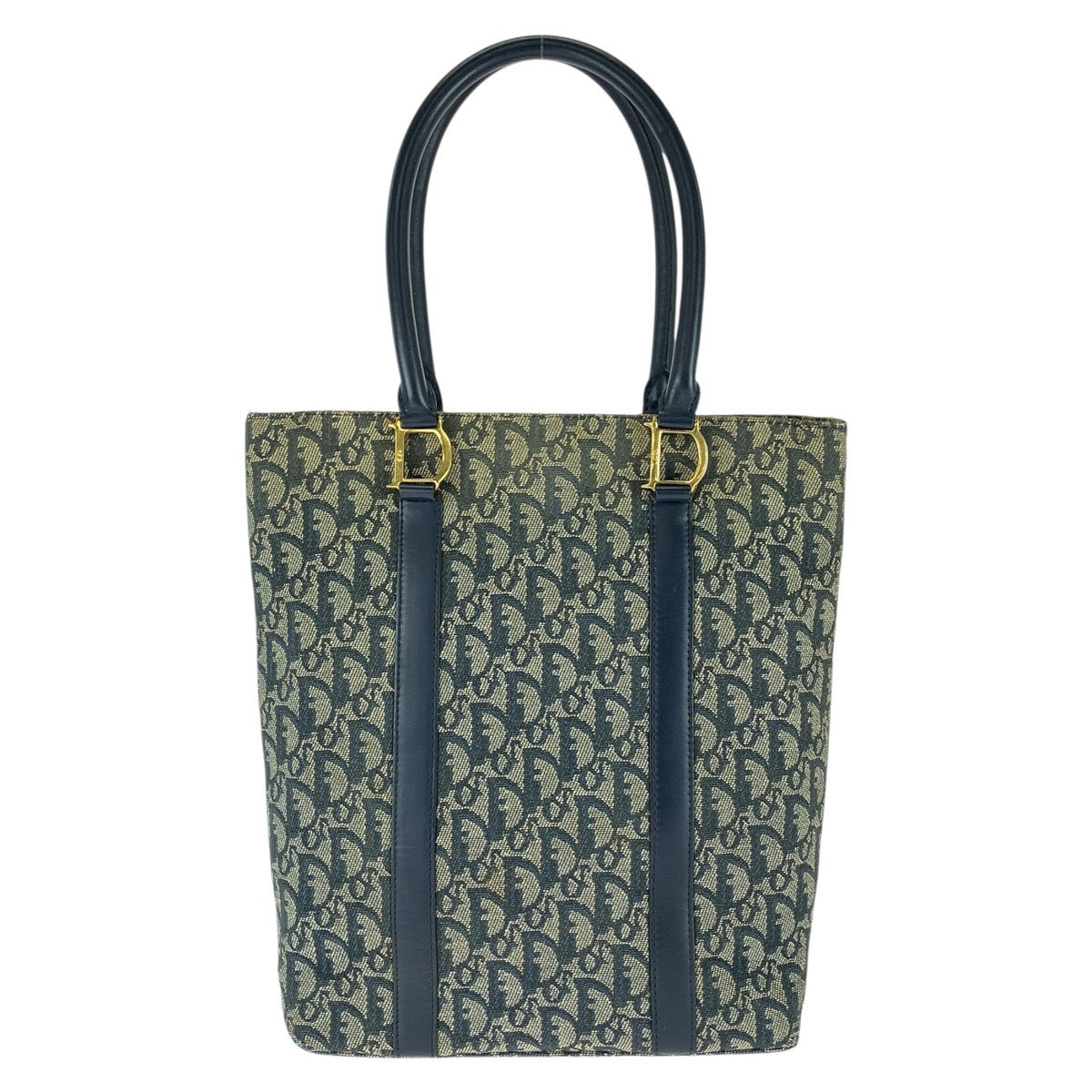Dior ディオール ヴィンテージ トロッター ネイビー ゴールド金具 キャンバス / レザー トートバッグ ショルダーバッグ レディース B53