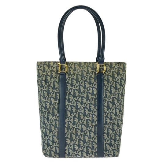 Dior ディオール ヴィンテージ トロッター ネイビー ゴールド金具 キャンバス / レザー トートバッグ ショルダーバッグ レディース B53