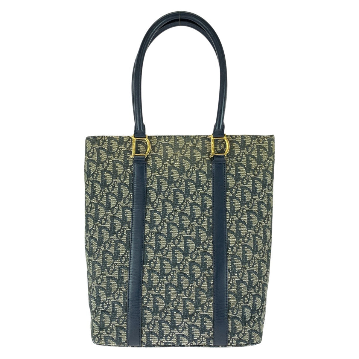 Dior ディオール ヴィンテージ トロッター ネイビー ゴールド金具 キャンバス / レザー トートバッグ ショルダーバッグ レディース B53