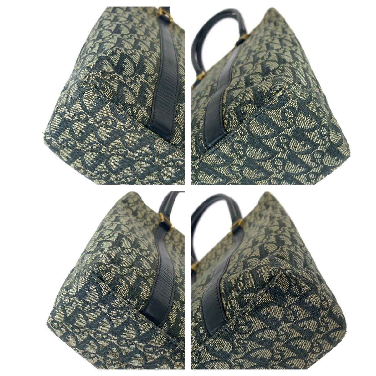 Dior ディオール ヴィンテージ トロッター ネイビー ゴールド金具 キャンバス / レザー トートバッグ ショルダーバッグ レディース B53