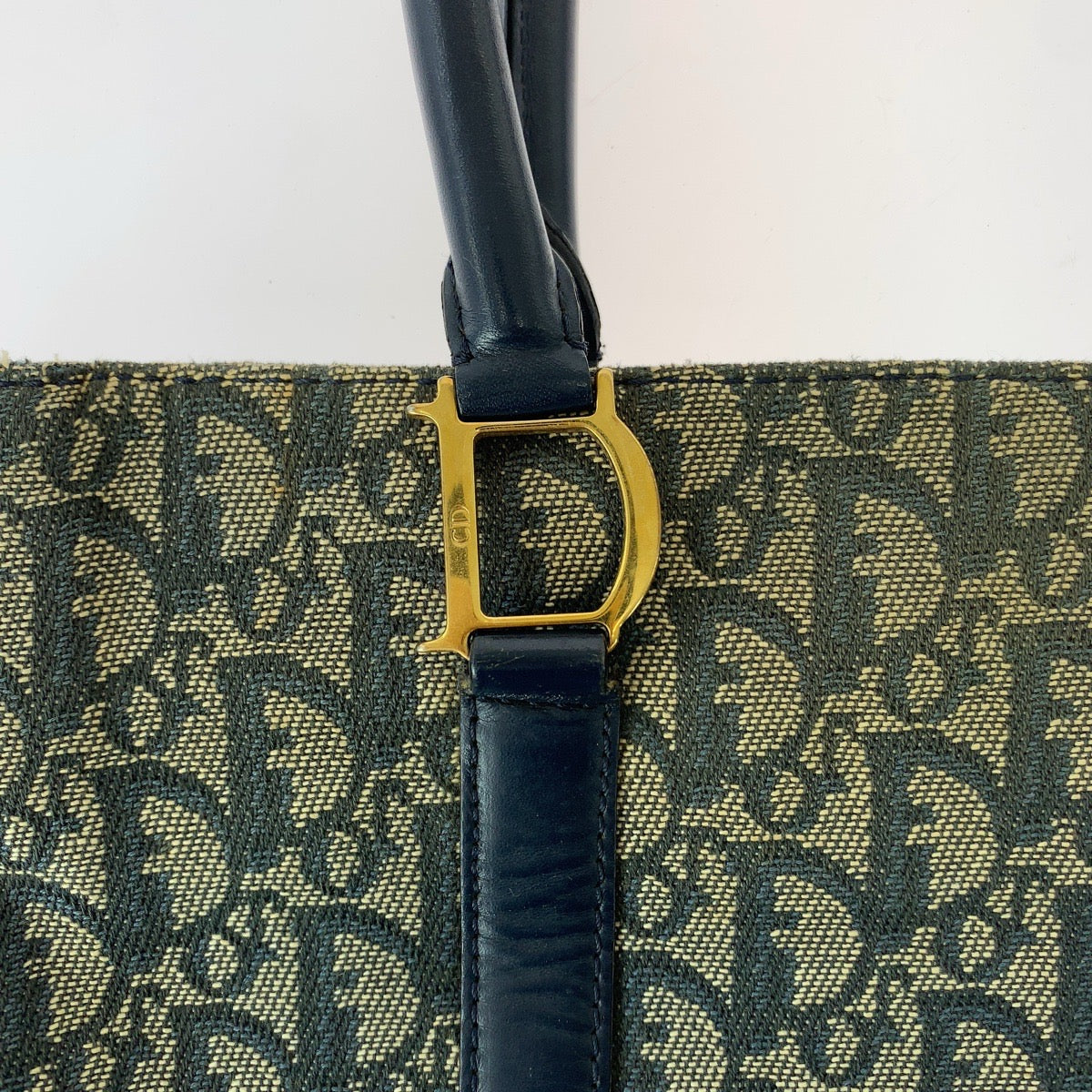 Dior ディオール ヴィンテージ トロッター ネイビー ゴールド金具 キャンバス / レザー トートバッグ ショルダーバッグ レディース B53