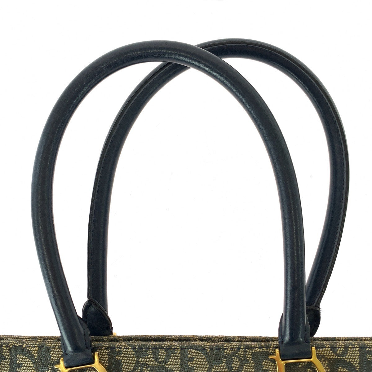 Dior ディオール ヴィンテージ トロッター ネイビー ゴールド金具 キャンバス / レザー トートバッグ ショルダーバッグ レディース B53