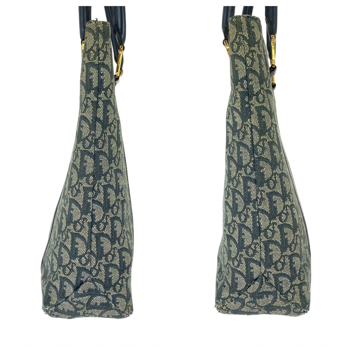 Dior ディオール ヴィンテージ トロッター ネイビー ゴールド金具 キャンバス / レザー トートバッグ ショルダーバッグ レディース B53