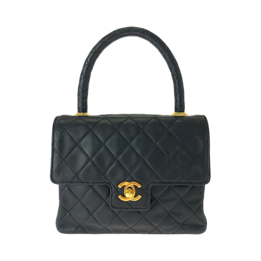 CHANEL シャネル ヴィンテージ マトラッセ ココマーク ターンロック ブラック 黒 ゴールド金具 ラムスキン ハンドバッグ レディース B238