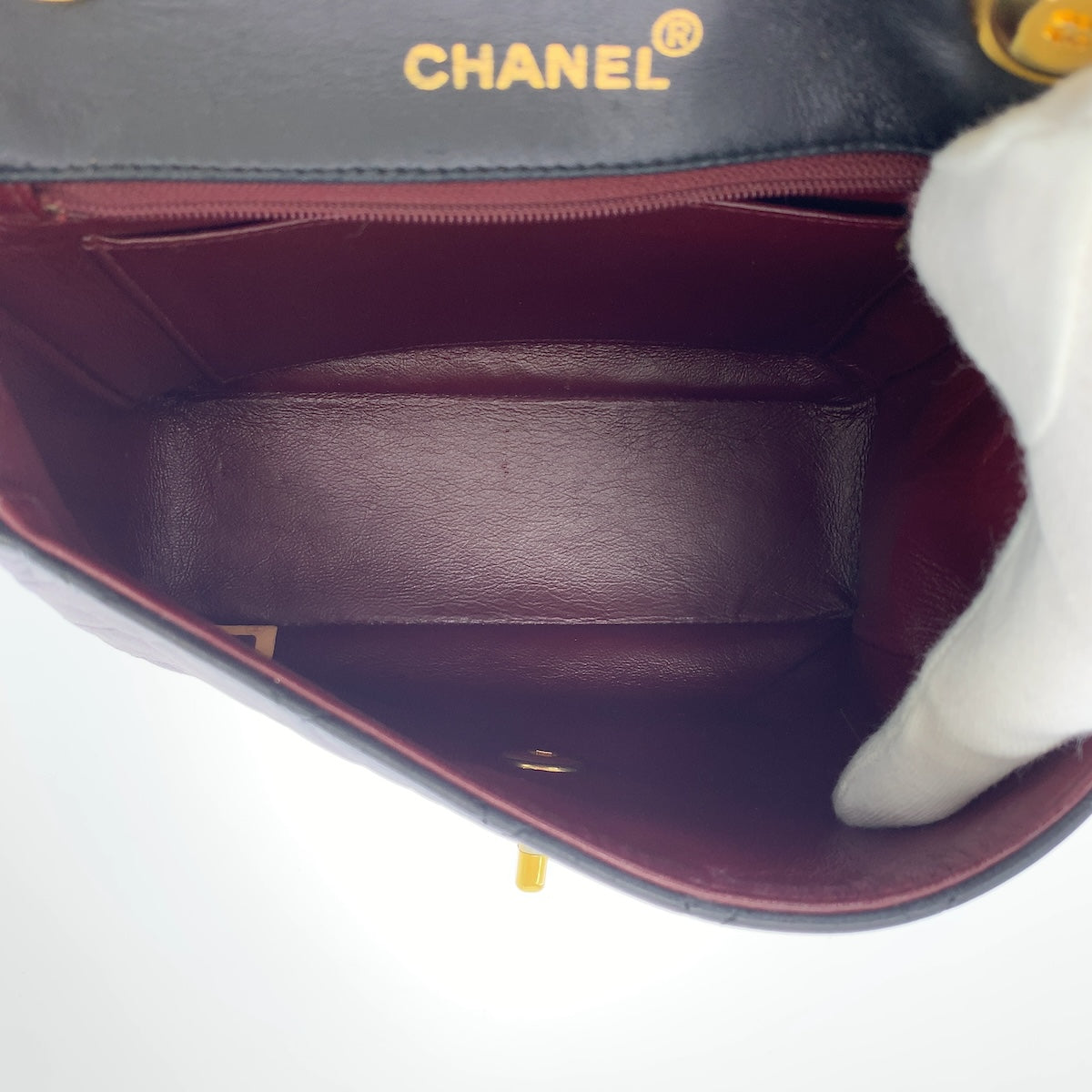 CHANEL シャネル ヴィンテージ マトラッセ ココマーク ターンロック ブラック 黒 ゴールド金具 ラムスキン ハンドバッグ レディース B238
