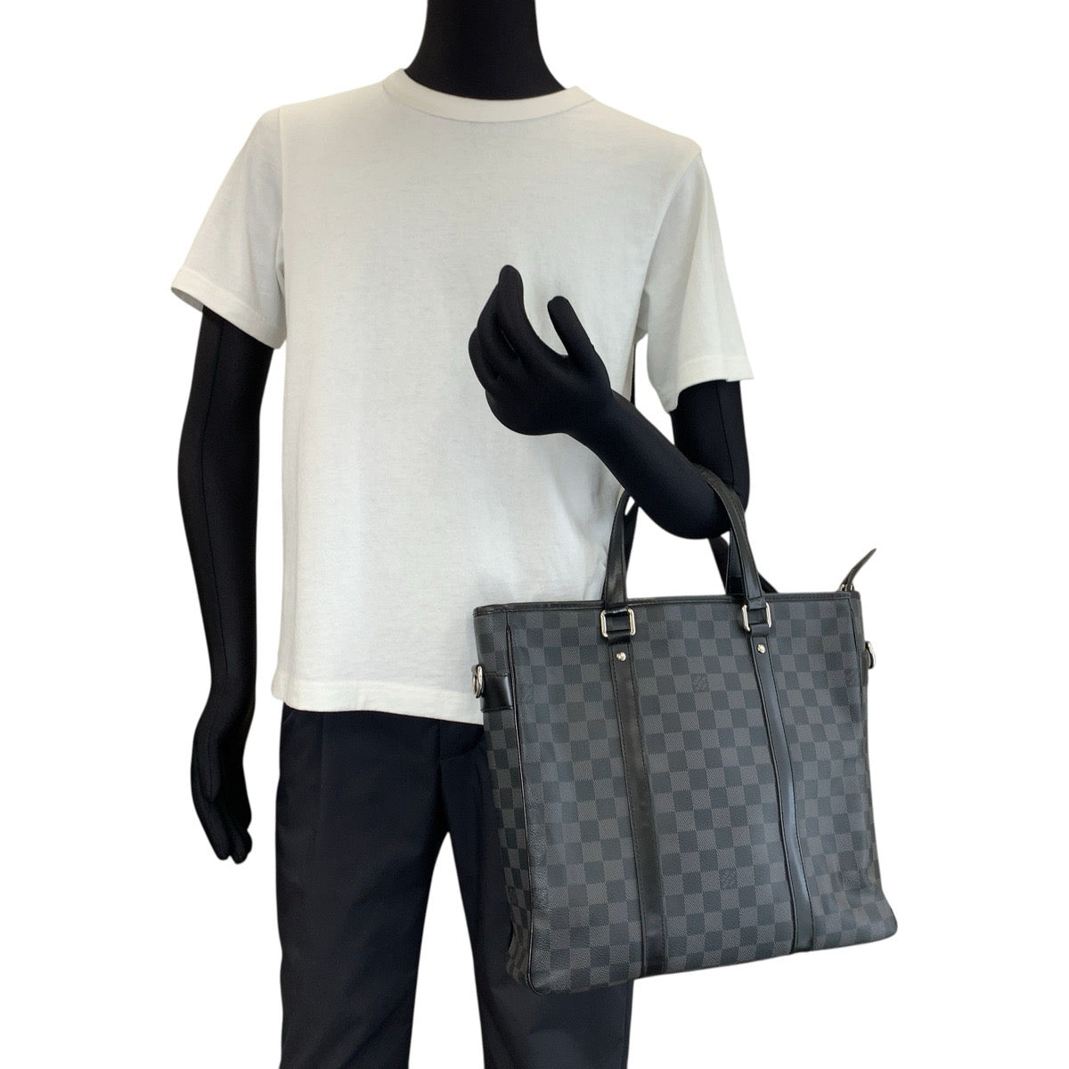 LOUIS VUITTON ルイヴィトン ダミエ グラフィット タダオ PM ブラック 黒 シルバー金具 PVC / レザー N41259 ビジネスバッグ トートバッグ メンズ B48