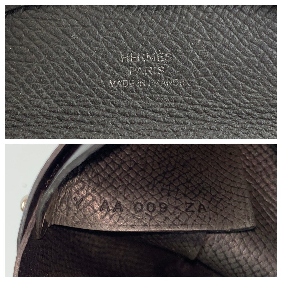 HERMES エルメス バスティア ブラック 黒 ヴォーエプソン コインケース 小銭入れ 男女兼用 Y刻印 レディース AB21