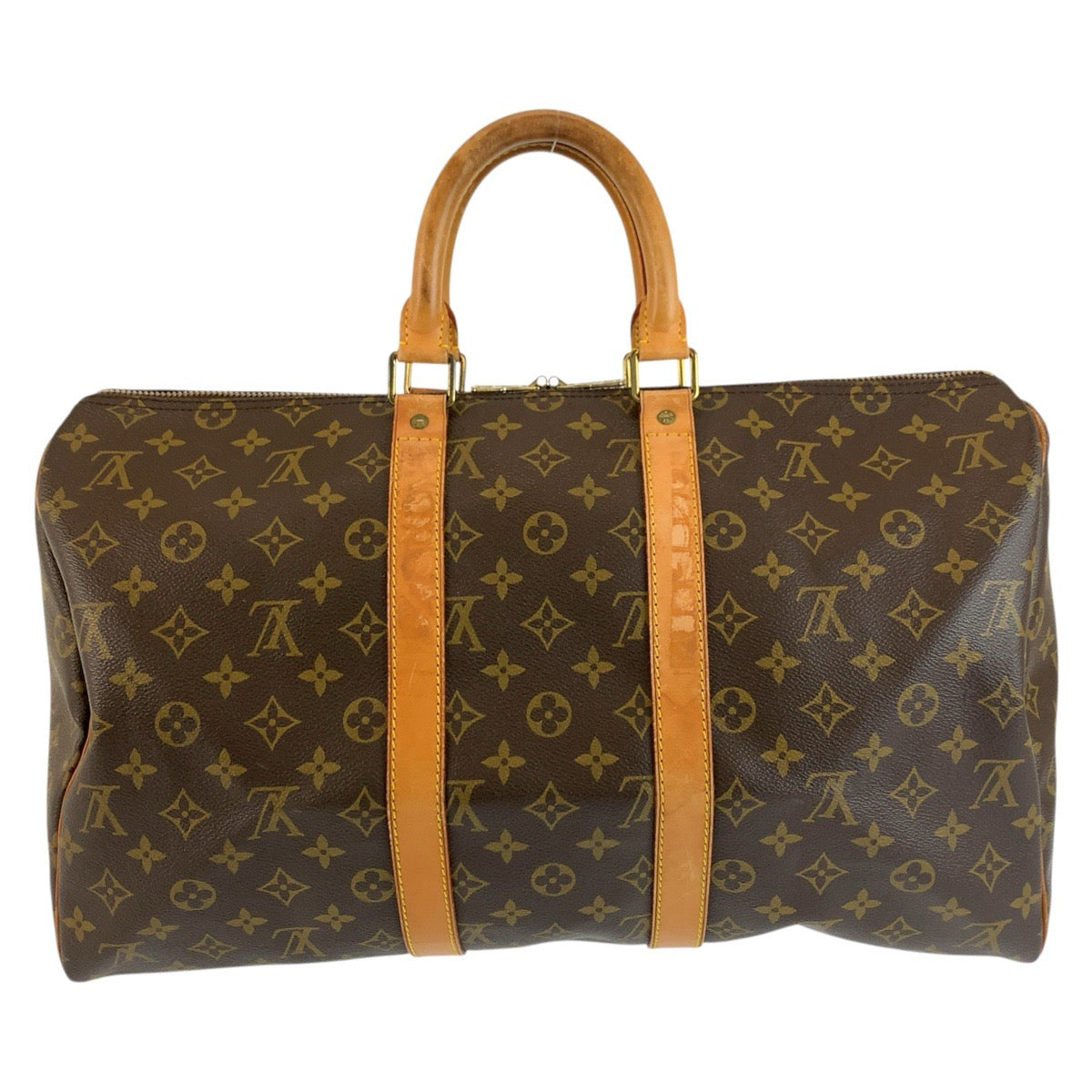 LOUIS VUITTON ルイヴィトン モノグラム キーポル45 ブラウン ゴールド金具 PVC / レザー M41428 ボストンバッグ 男女兼用 レディース B67