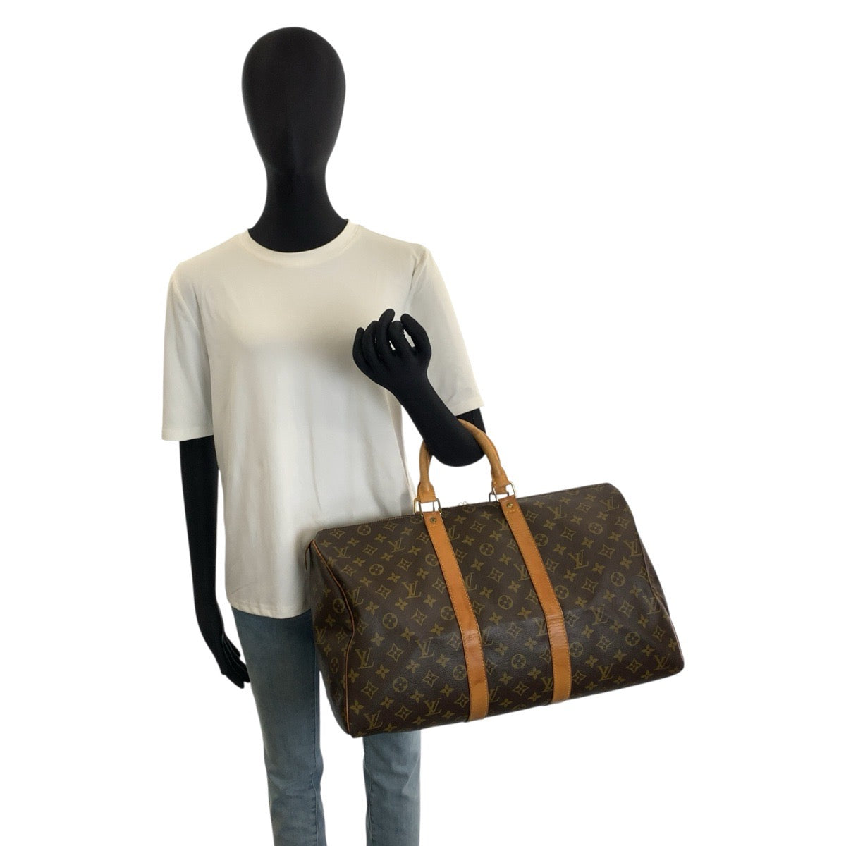 LOUIS VUITTON ルイヴィトン モノグラム キーポル45 ブラウン ゴールド金具 PVC / レザー M41428 ボストンバッグ 男女兼用 レディース B67
