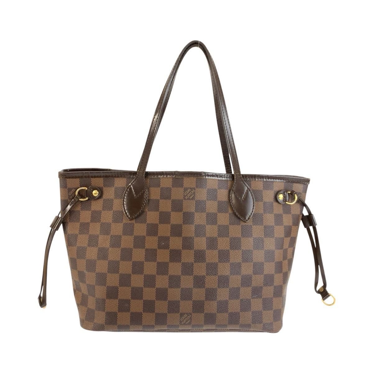 LOUIS VUITTON ルイヴィトン ダミエ ネヴァーフルPM ブラウン ゴールド金具 PVC / レザー N51109 トートバッグ ハンドバッグ レディース B90