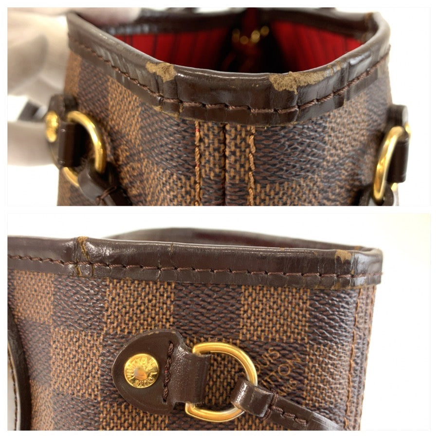 LOUIS VUITTON ルイヴィトン ダミエ ネヴァーフルPM ブラウン ゴールド金具 PVC / レザー N51109 トートバッグ ハンドバッグ レディース B90
