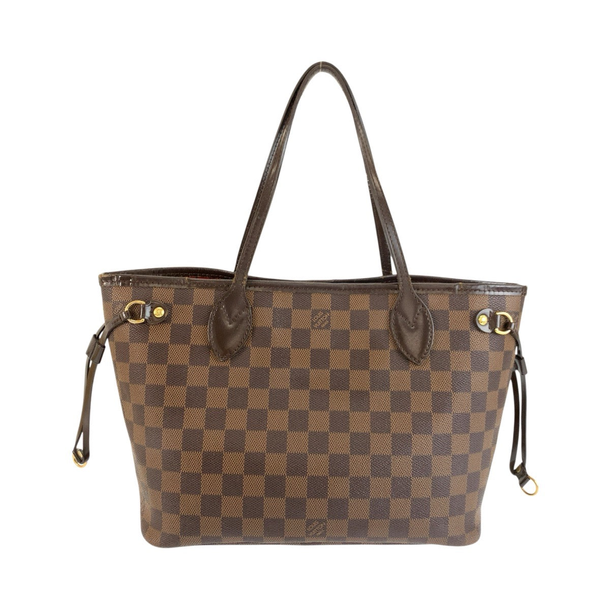LOUIS VUITTON ルイヴィトン ダミエ ネヴァーフルPM ブラウン ゴールド金具 PVC / レザー N51109 トートバッグ ハンドバッグ レディース B90