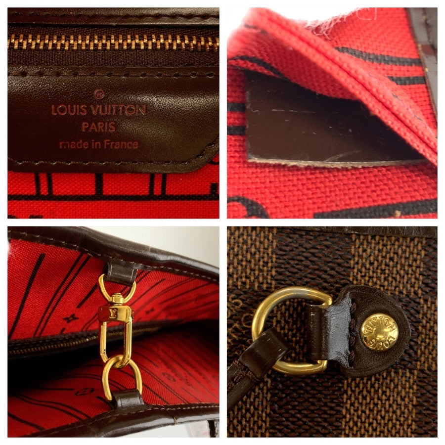 LOUIS VUITTON ルイヴィトン ダミエ ネヴァーフルPM ブラウン ゴールド金具 PVC / レザー N51109 トートバッグ ハンドバッグ レディース B90