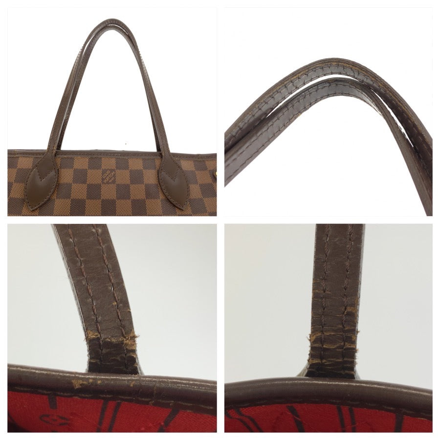 LOUIS VUITTON ルイヴィトン ダミエ ネヴァーフルPM ブラウン ゴールド金具 PVC / レザー N51109 トートバッグ ハンドバッグ レディース B90