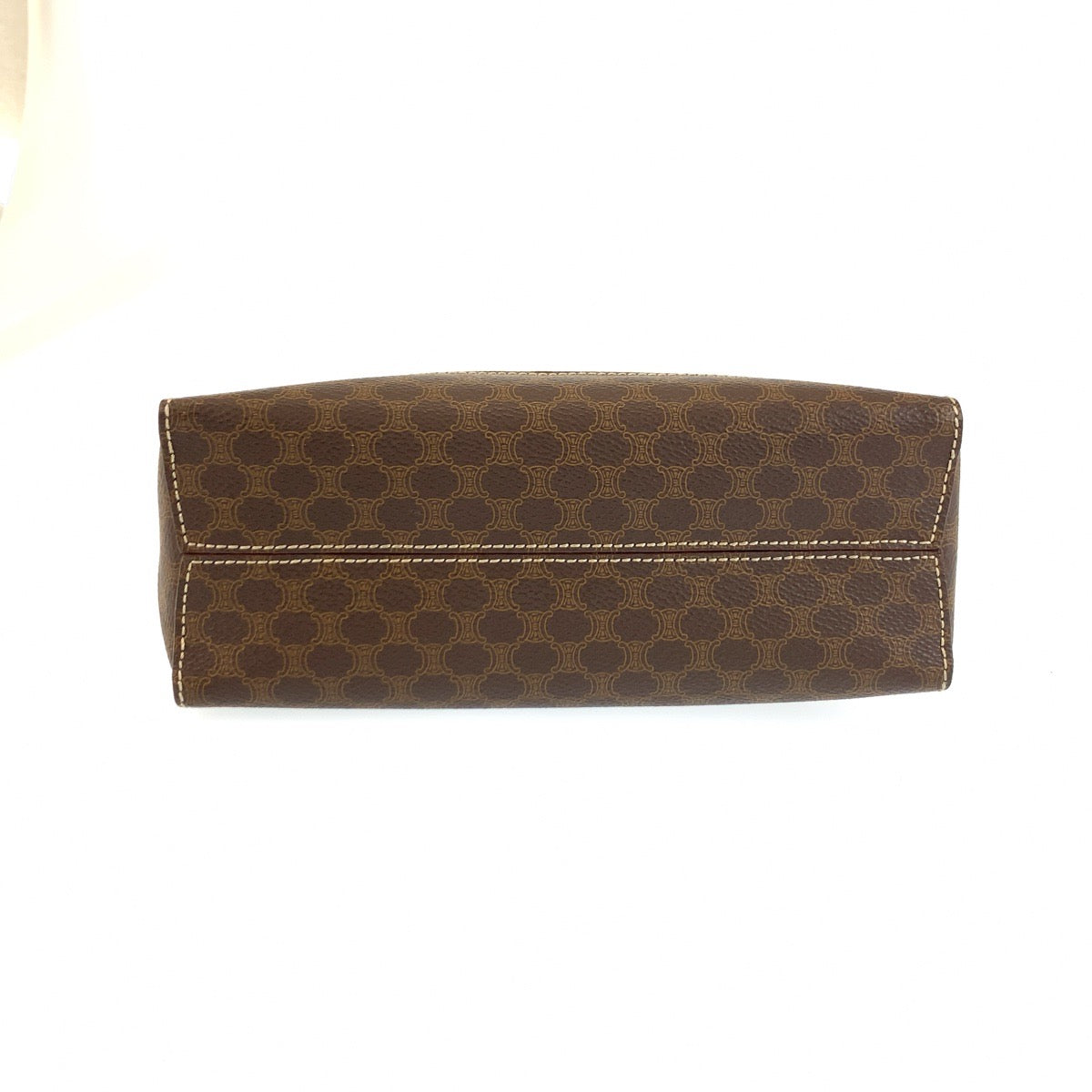 CELINE セリーヌ ヴィンテージ マカダム ブラウン ゴールド金具 PVC / レザー M95 ハンドバッグ レディース AB31