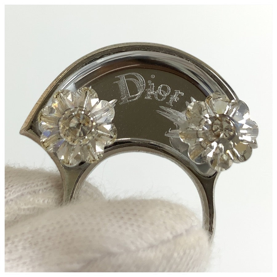 Dior ディオール フラワー シルバー メタル リング 指輪 12号 レディース ABP19