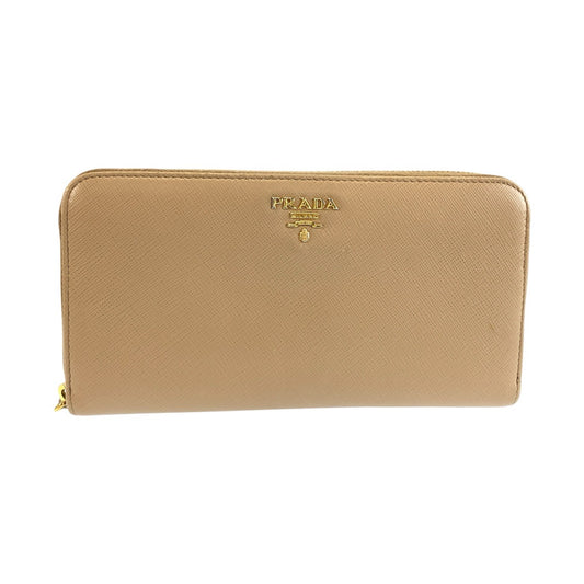 PRADA プラダ サフィアーノ ベージュ ゴールド金具 レザー 長財布 ロングウォレット レディース AB28