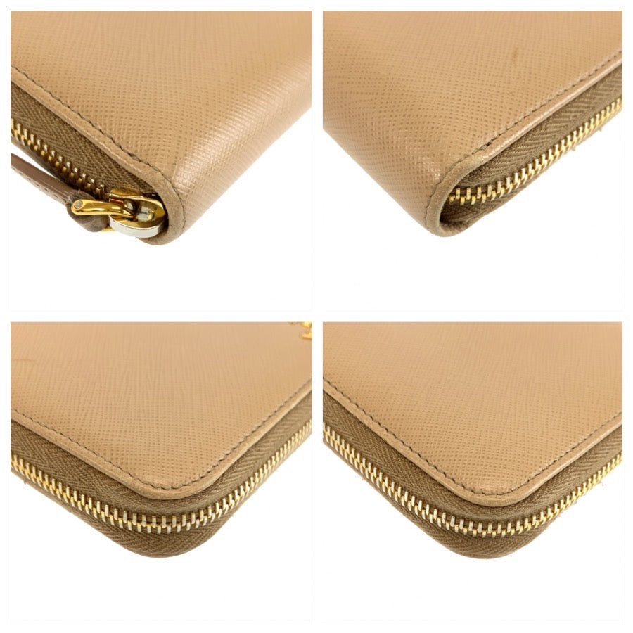 PRADA プラダ サフィアーノ ベージュ ゴールド金具 レザー 長財布 ロングウォレット レディース AB28